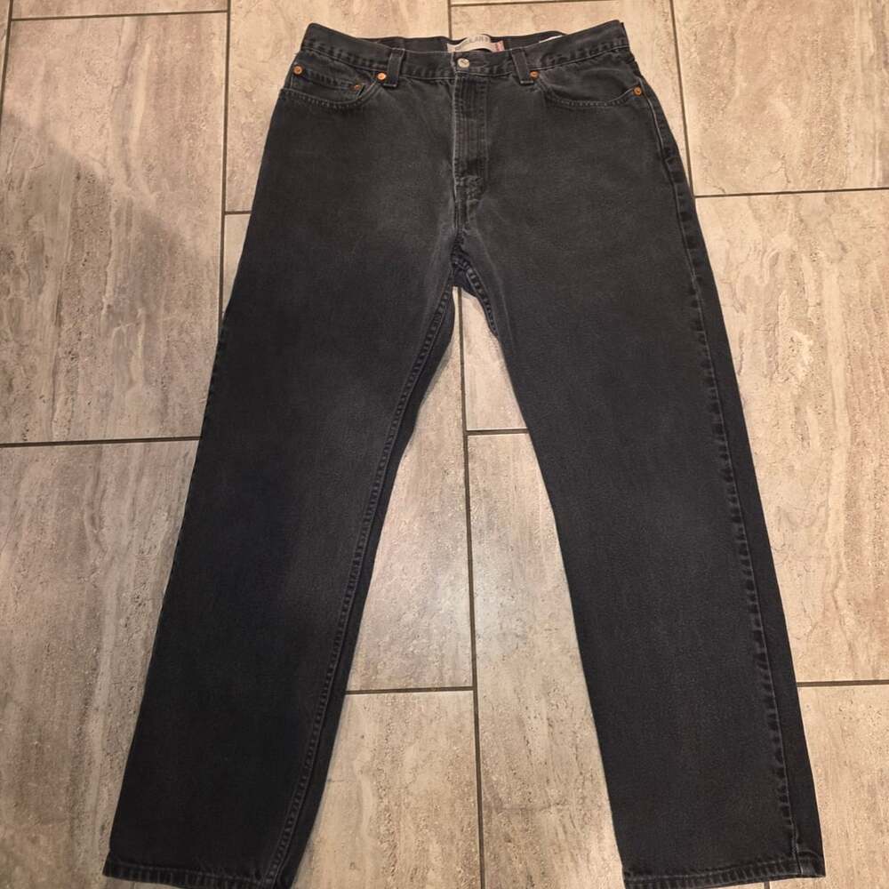Vintage Levis 505 Jeans Mens 36x32 Black Regular Fit Straight Leg Denim Y2K